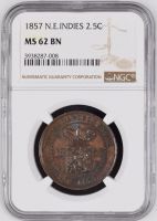 2 1/2 Cent. 1857 - Holenderskie Indie Wschodnie NGC MS62 BN