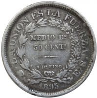 50 Centavos / 1/2 Boliviano 1895 - Boliwia
